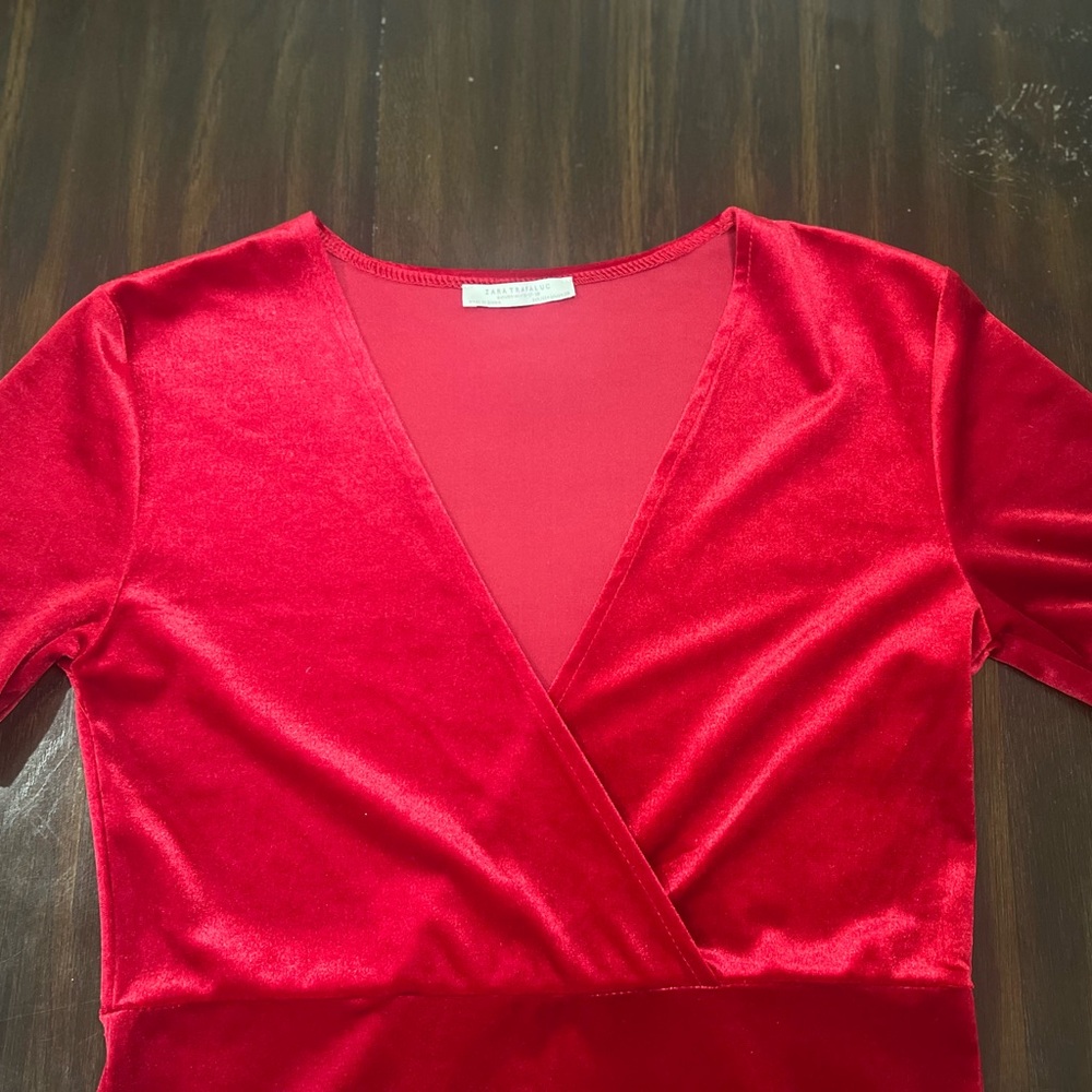 Red Velvet Wrap Dress. Preowned